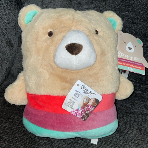 Kids Preferred Rise & Shine Sleepy Stuffs - Plush Stuffed Animal Blanket -Bear - Picture 1 of 6